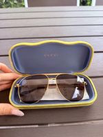 Gucci Sonnenbrille Aviator Gold/Braun mit Original Etui