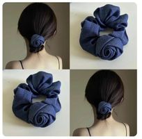 Handgemachte Rosen-Haargummis aus Jeansstoff – 2 Stück