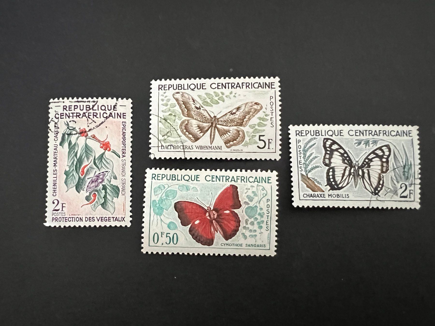 Alle Briefmarken: Centrafricaine 1960  Schmetterlinge gest. (B10) – Gebraucht aus Hinwil von Sidi4