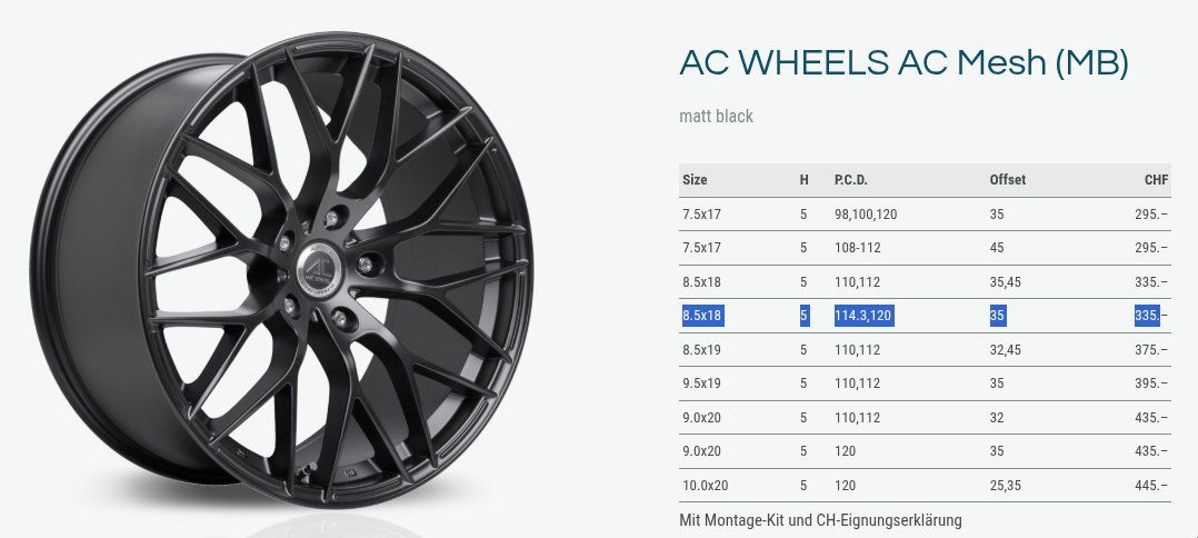 Felgen: AC Wheels AC Mesh MB 8.5x18 – Gebraucht aus Langenthal von user.x.y.z 1