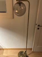 Stehlampe Messing, Glas Kugel aus Rauchglas