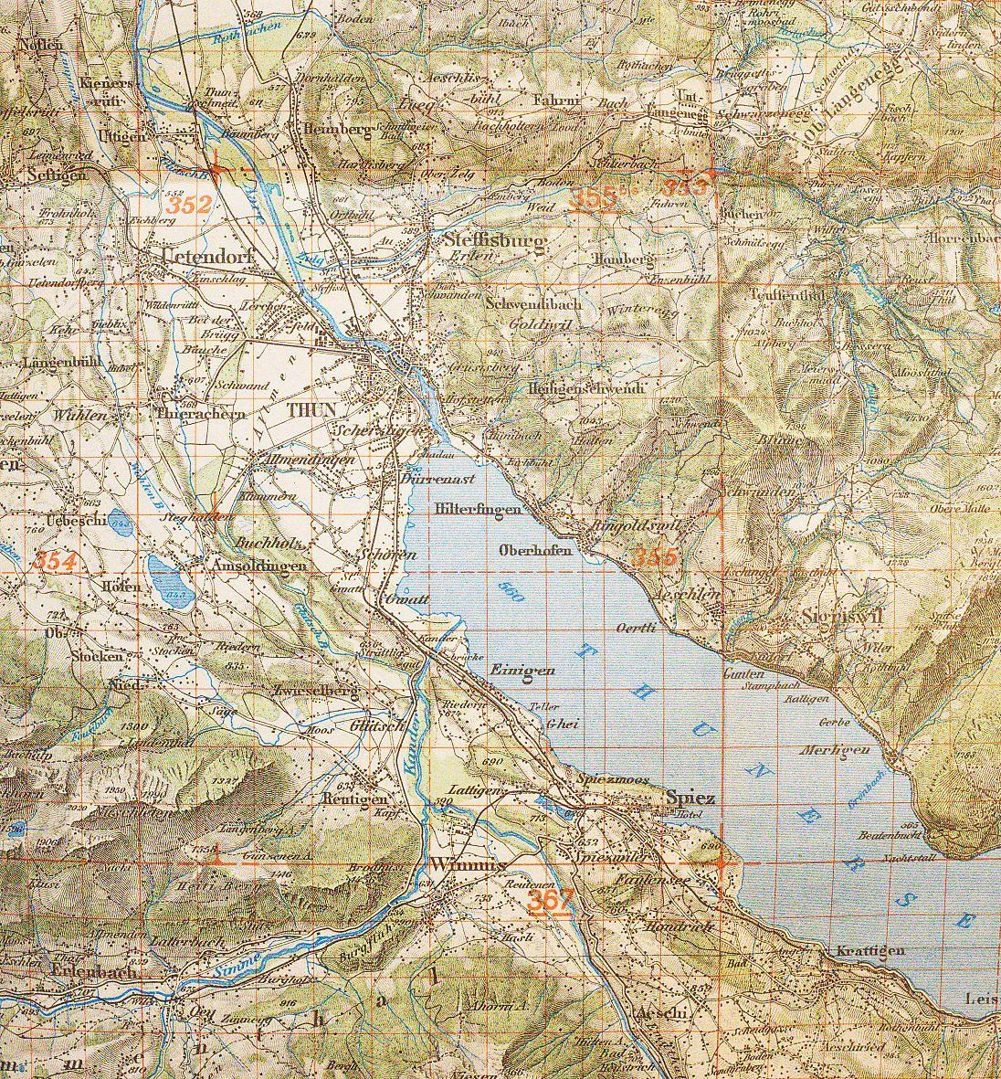 Cartine & Atlanti: Topographische Karte Thun 1934 – Usato da Bern venduto da Maccalvin 8
