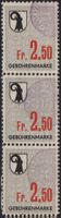 2.50 Fr. Fiskalmarke von BASEL STADT im Dreierstreifen