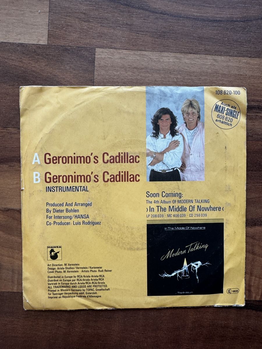 Vinyles: Modern Talking - Geronimos Cadillac - 7" Single - 80s – D'occasion à Rorbas par BlackstarRecords 1