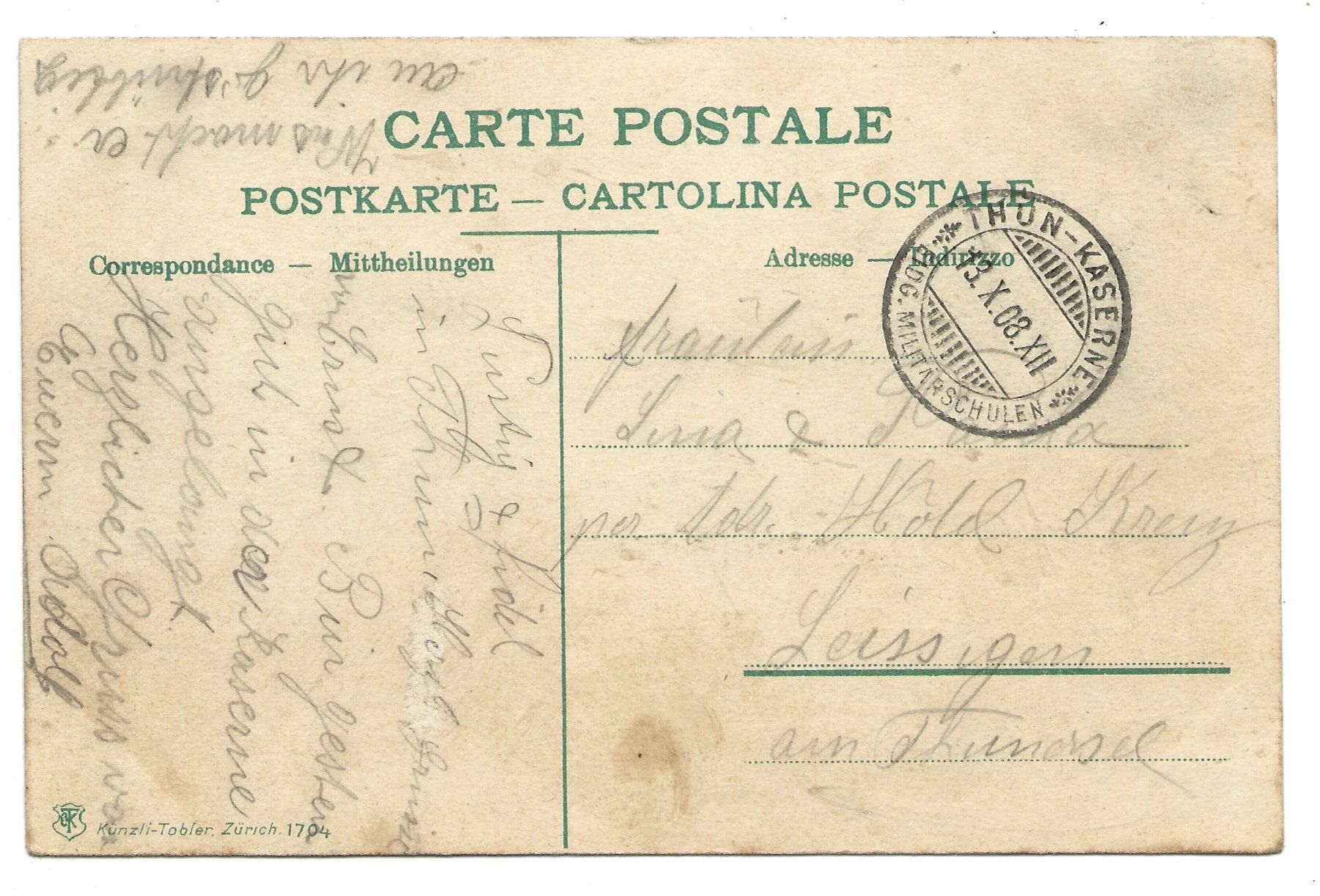 Cartoline postali: Militär - Schweizer Artillerie  Vormarsch  Train - Thun 1908 – Usato da Engelburg venduto da Cartophil 1