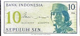 Seltene Indonesien 10 Sen 1964 Banknote