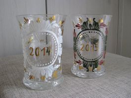 2 x Gläser / Vasen - Unikat - 2014-2015 - Handbemalt