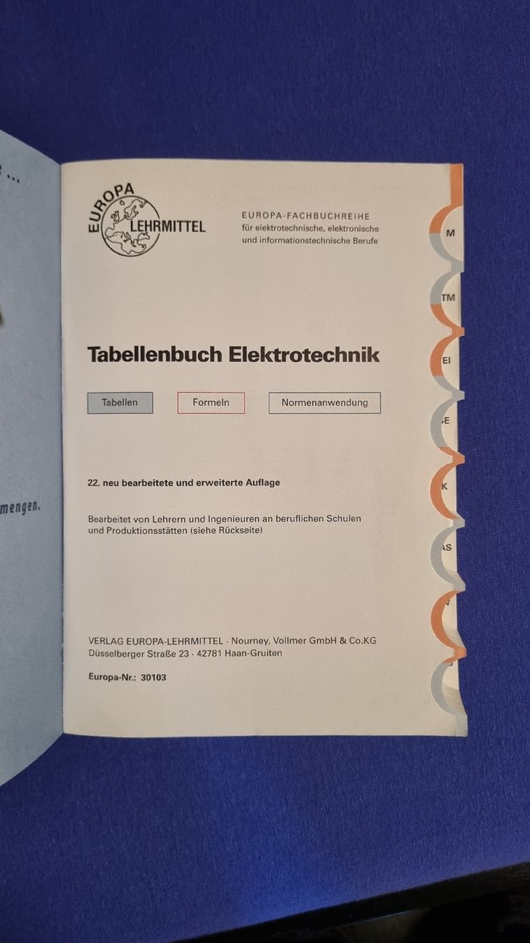 Libri: Tabellenbuch Elektrotechnik - Formeln & Bauelemente – Usato da Langenthal venduto da ebike-langenthal 1