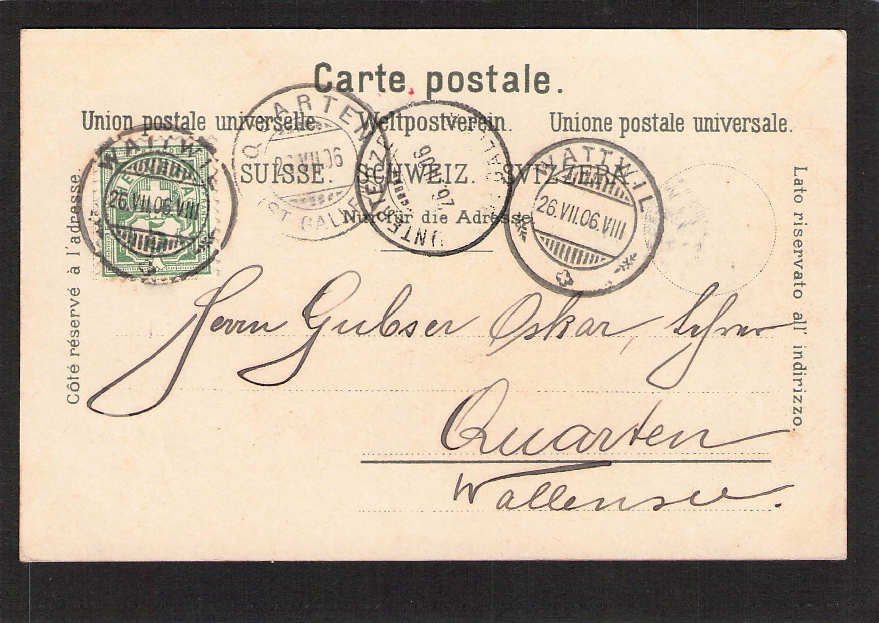 Cartoline postali: #Wattwil SG , gelaufen 1906 – Usato da Reichenburg venduto da Pipo-67 1