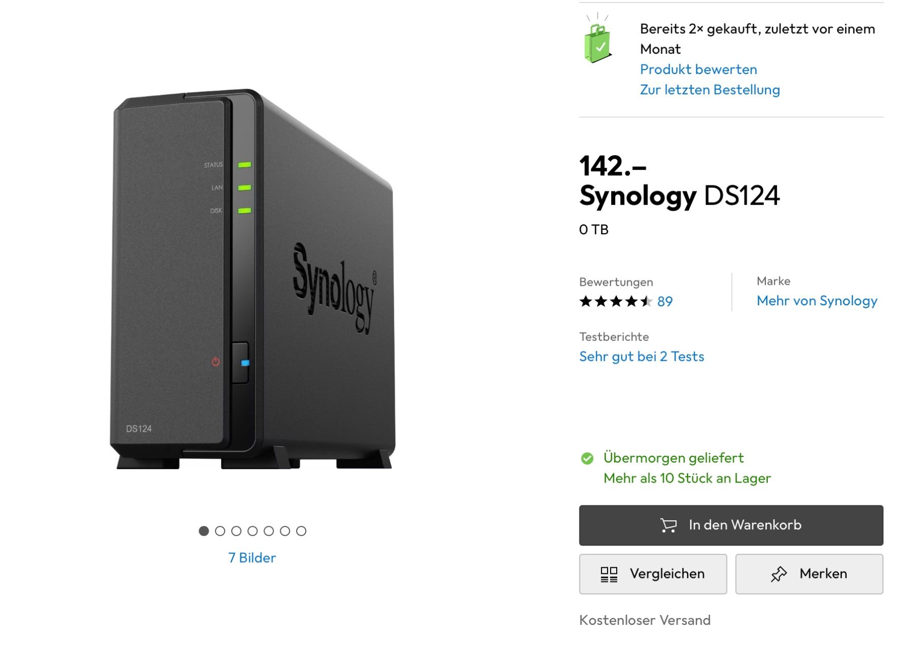 Synology Server: Synology DS124 neu und originalverpackt – Nuovo e nell'imballaggio originale da Zürich venduto da Mimisis