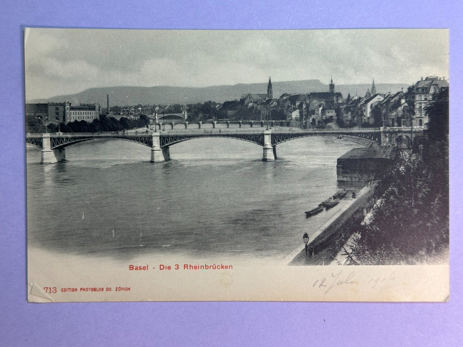 Ansichtskarten: Basel, die drei Rheinbrücken – Gebraucht aus Steg VS von danwer74