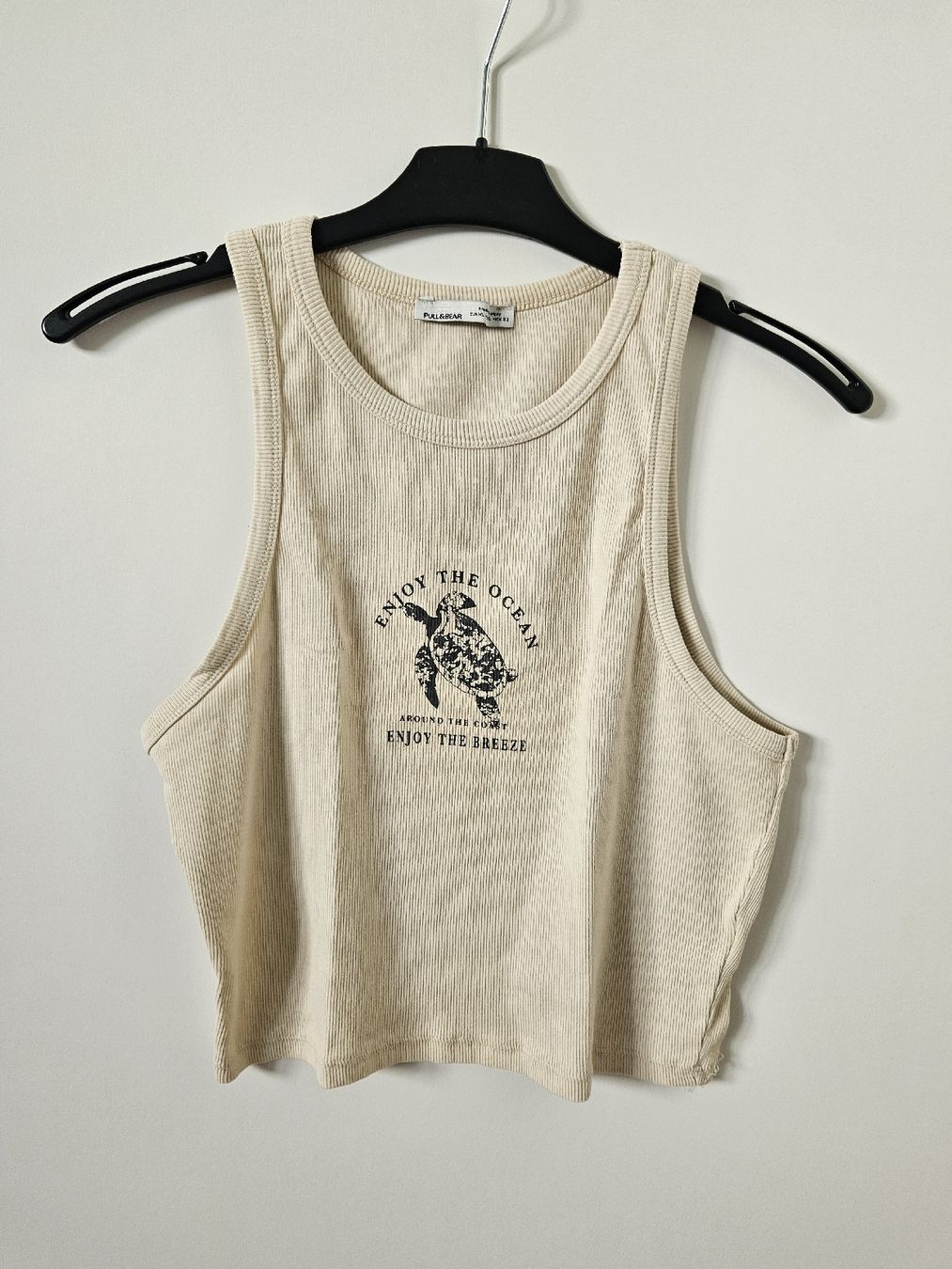 Pull&Bear Top: Pull & Bear Croptop Enjoy the Ocean mit Schildkröte XL  – Usato da Zürich venduto da Mme.Sora
