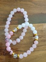 Set Sommerliches Echt Mineral Stein Armband Rosenquarz NEU