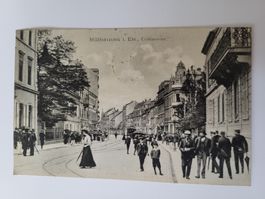 Alte Ansichtskarte Mülhausen i. Els. Colmarerstr. um 1900 RN