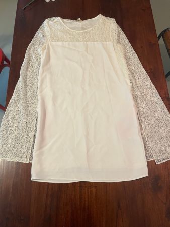 Robe blanche cape dentelle MAJE, taille M - mariage civil