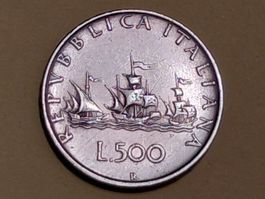 Italien 500 Lire "Caravelle" 1958 Silber