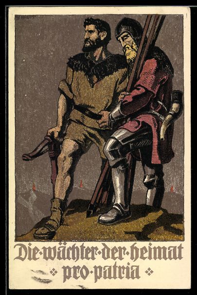 Ansichtskarten: Schweizer Bundesfeier 1910, Die Wächter – Gebraucht aus Berlin von bartko-reher
