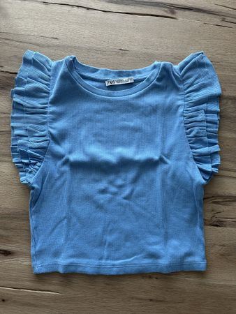 Sommerliches Zara Top, Grösse M, Himmelblau mit Rüschen!