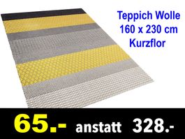 🔴 Teppich Wolle 160 x 230 cm Kurzflor /111X