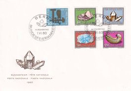 1960, Pro Patria Nr. B96-100, auf illustriertem Blanco-FDC.
