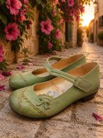 Brako Ballerinas Spangenschuhe Spangenpumps  grün 38 / schw.