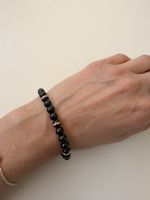 Skagen Bracelet Black Beads Rose Gold Tone 18cm New