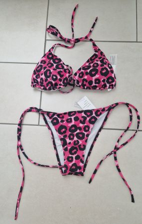 Neuer Bikini mit pinkem Leo-Print – fabrikneu – passt S/M