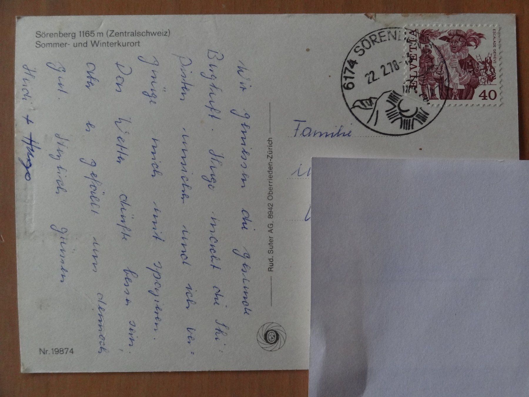 Cartoline postali: Sörenberg, En hiver - 1978 – Usato da St Léonard venduto da Riglin 1