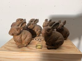 6 Hasen aus Gusseisen von Chic Antique