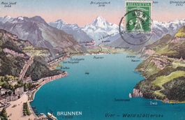 Brunnen Vier - Waldstättersee  1913 Panorama