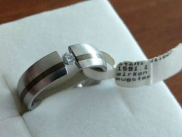Ring Stahl mit Silber, Eugster, NEU
