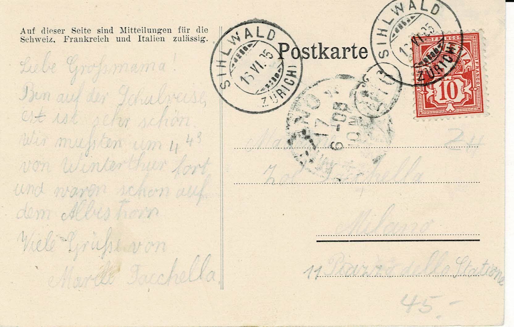 Cartoline postali: SIHLWALD ZH gel. 1925! – Usato da Hergiswil NW venduto da Kartenfrau 1