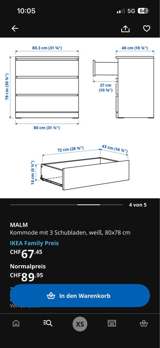 Ikea Cassettiere: Malm Kommode 3 Schubladen – Difettoso da Binningen venduto da Xenias01 1