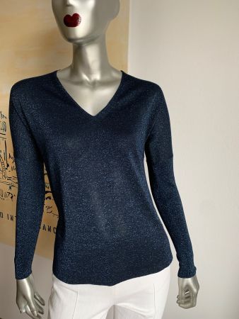 AKRIS: Neuer blauer Pullover mit Glitter-Effekt, 34