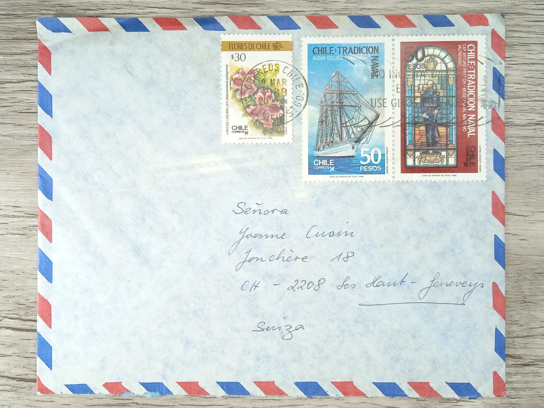 Tutti i francobolli: TR05 Enveloppe + Timbre Chile 1989 – Usato da Cousset venduto da Patrick_Collections