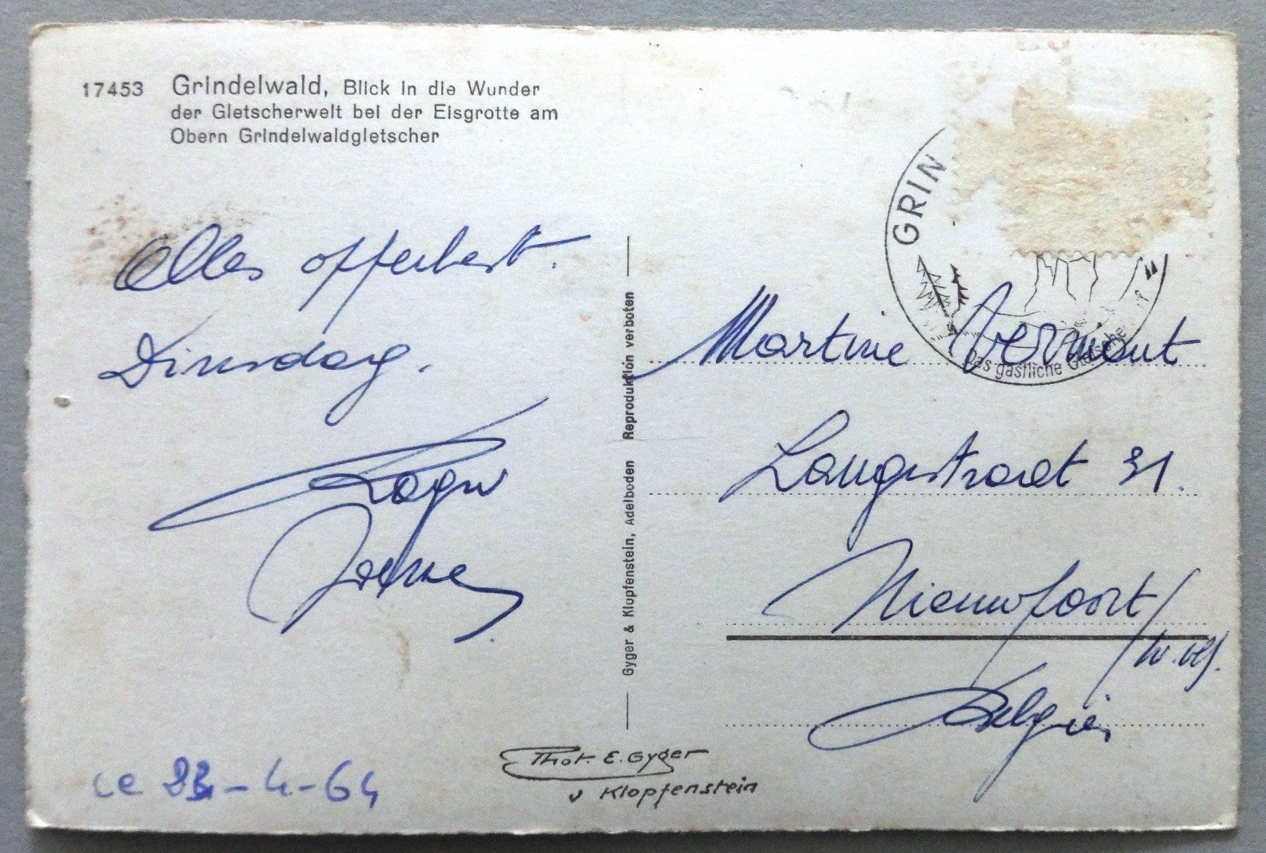 Cartoline postali: Grindelwald, Eisgrotte am Obern Grindelwaldgletscher – Difettoso da Fétigny venduto da Billy2miny 1