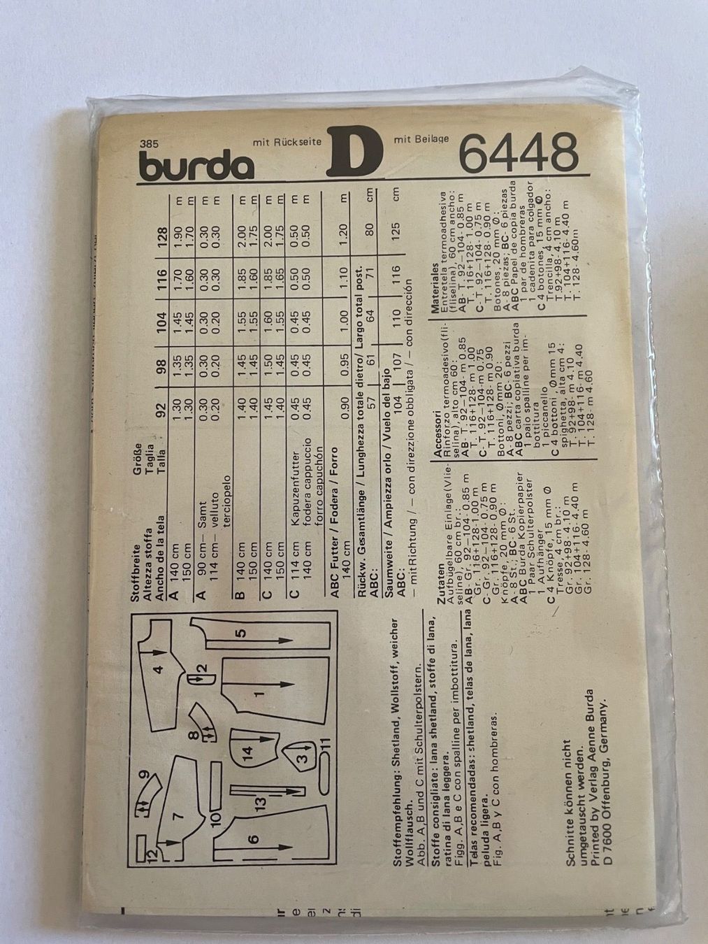 Cartamodelli: Schnittmuster Burda Anleitung und Muster – Usato da Buchs SG venduto da Billikatze5 1