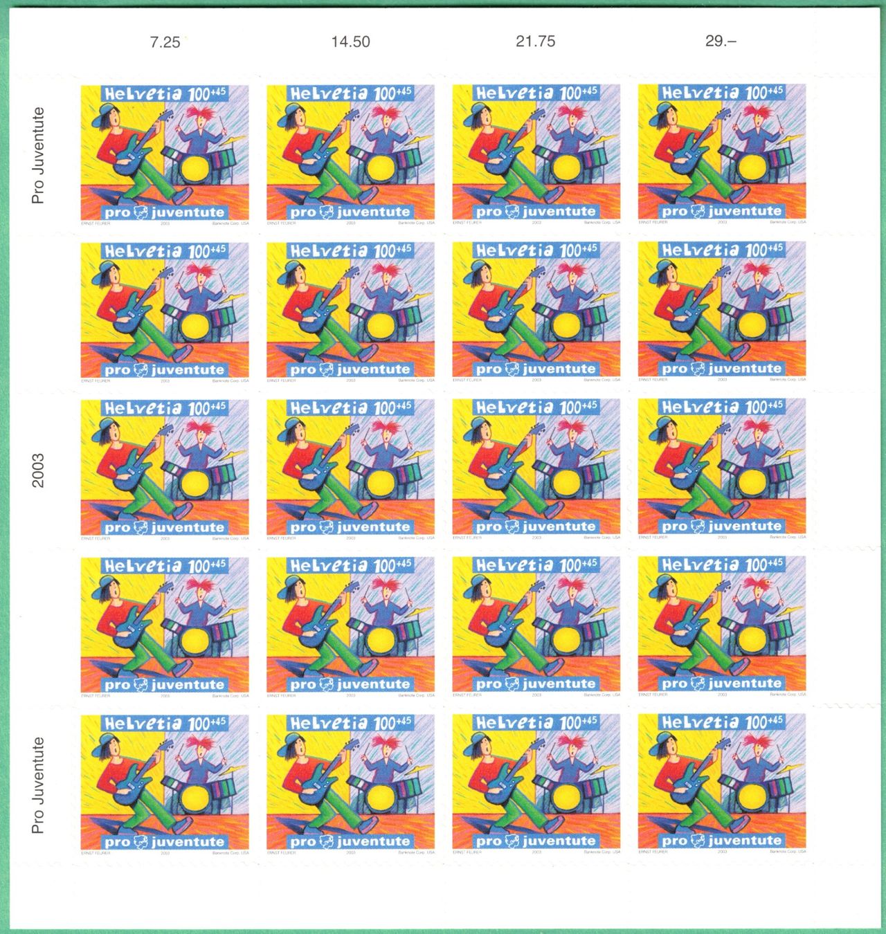Tutti i francobolli: Bogensatz  2003  Pro Juventute  (selbstklebend)   postfrisch – Nuovo (secondo la descrizione) da Mellingen venduto da Ginger