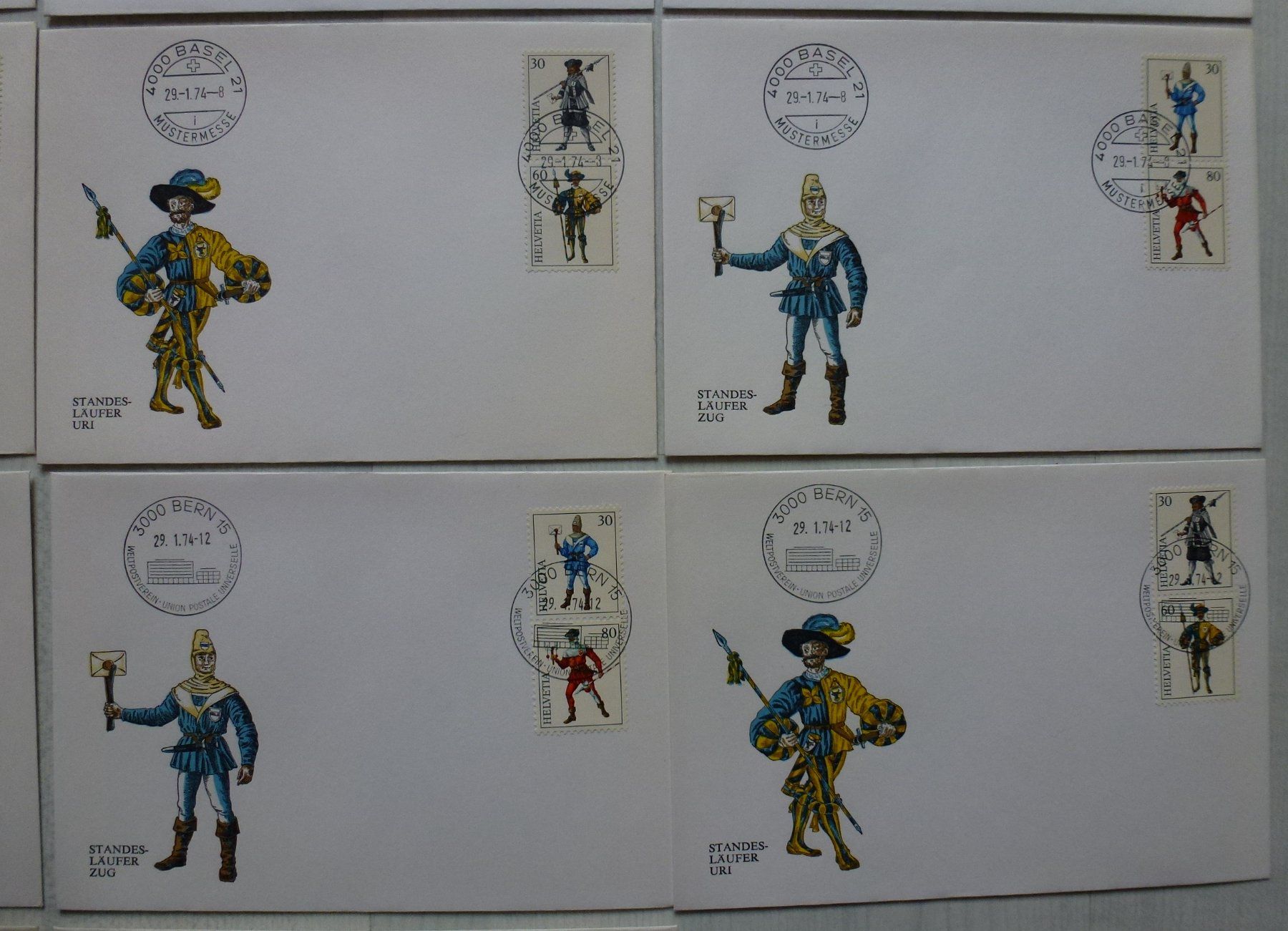 Alle Briefmarken: 30 Briefe mit verschiedenen Varianten Internaba 1974 Basel – Gebraucht aus Walkringen von Casablanca777 5