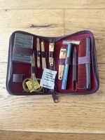 Vintage Manicure-Set im Lederetui, Reiseetui, Top Zustand
