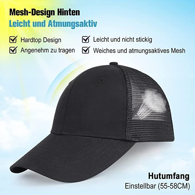 Copricapi, berretti & cappellini: Basecap schwarz Trucker Cap Schwarz Hut Kappe Sonnenschutz – Nuovo e nell'imballaggio originale da Hundwil venduto da Stallone5 1