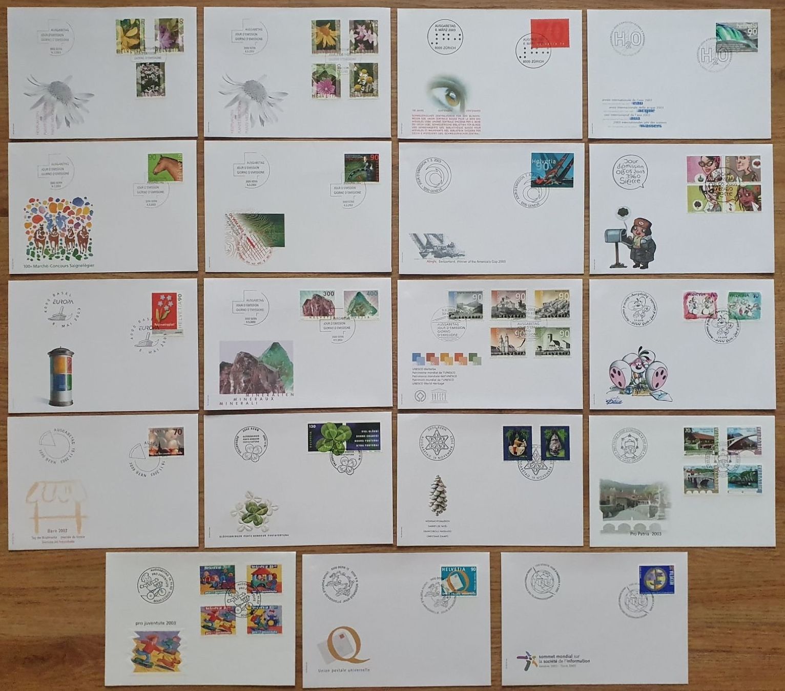 Tutti i francobolli: 19 FDC Schweiz 2003 – Usato da Fislisbach venduto da Zigzag12