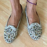 Leder Slipper / Ballerina mit Nieten