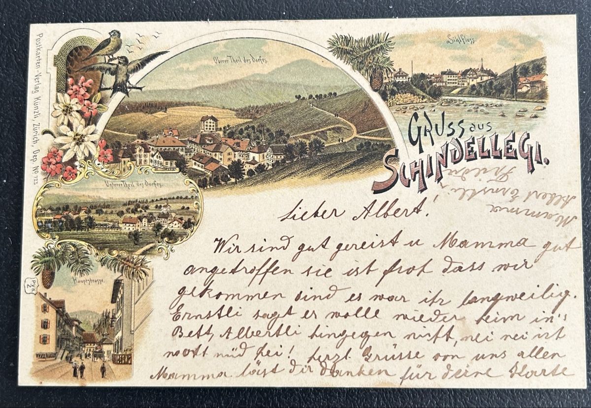 Ansichtskarten: Gruss aus Schindellegi Litho  – Gebraucht aus Horw von Tellbub