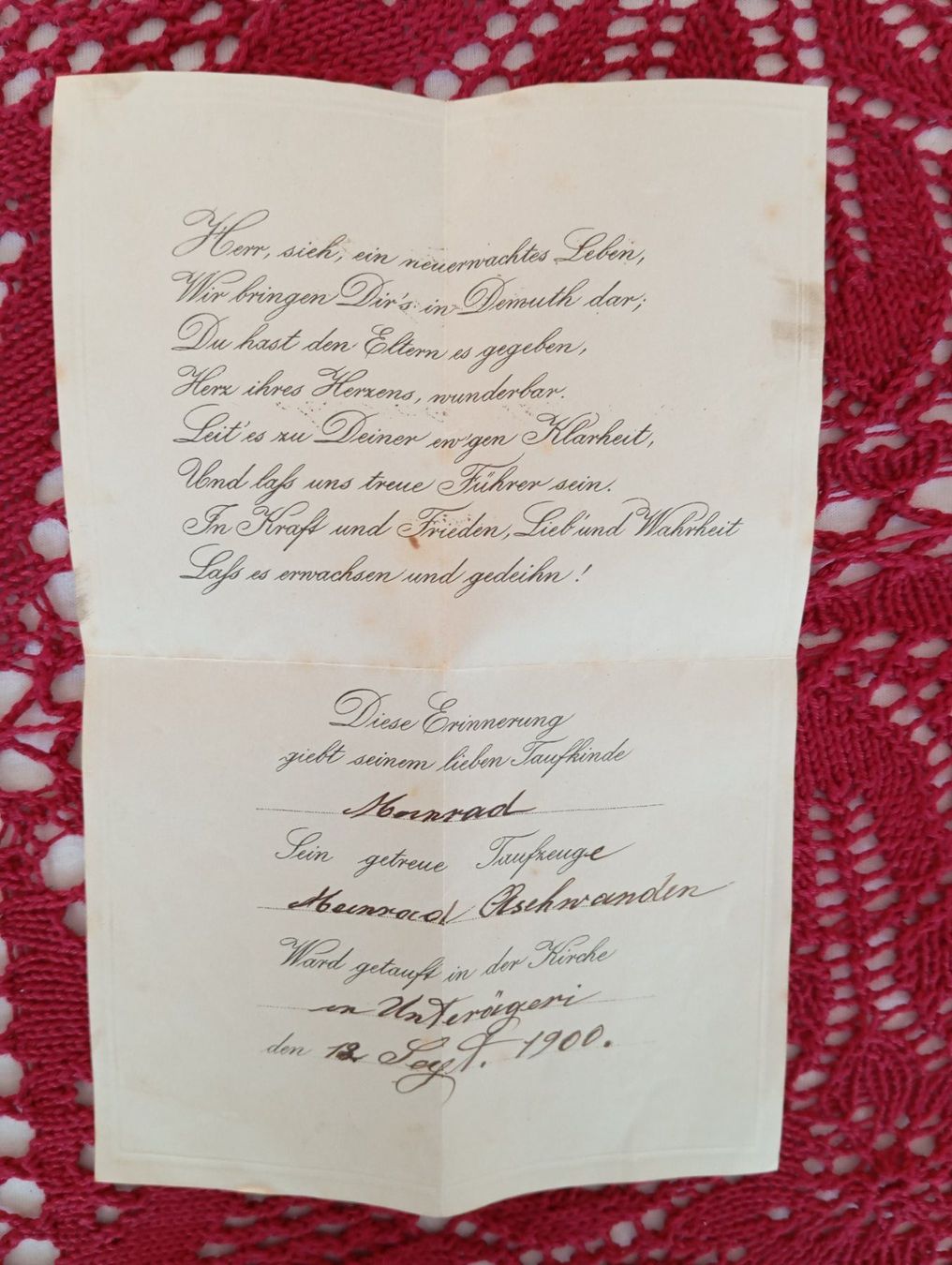Documents: 3 antiker Taufscheine 1900 - 1908 – D'occasion à Oberägeri par baerghuus 5
