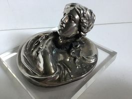 Versilberte, Antike Jugendstil Mädchenbüste Briefbeschwerer