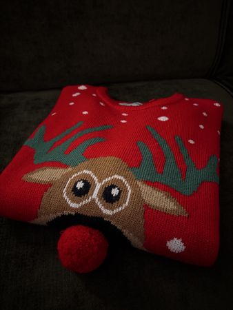 Weihnachtspullover mit Rudolf Rentier - Grösse M, Neu!