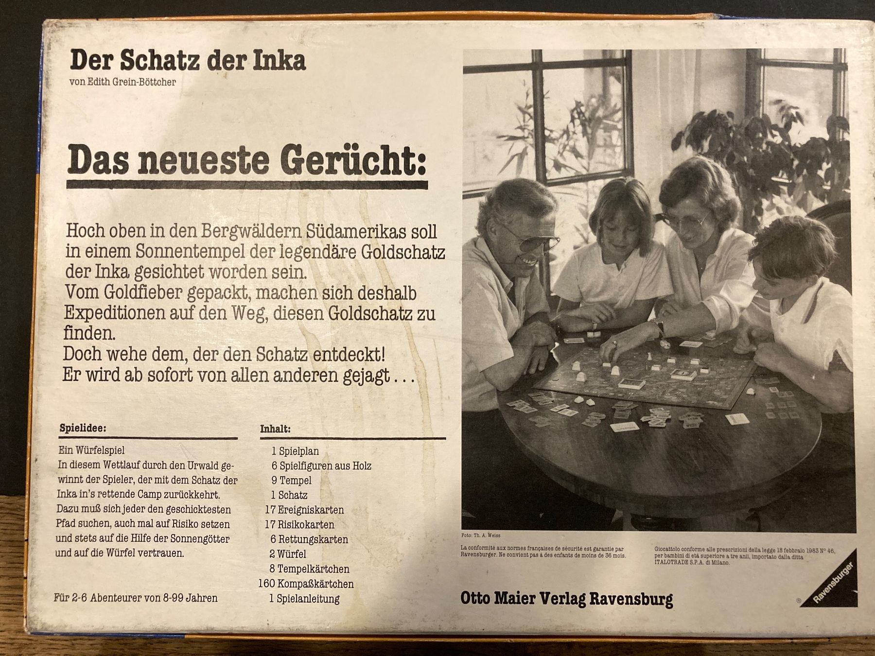 Ravensburger Giochi: Ravensburger-Spiel: der Schatz der Inka, 1987 – Usato da Winterthur venduto da mailer57 7