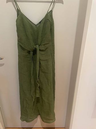 Massimo Dutti Leinenkleid grün XS  89 % Leinen Sommerkleid