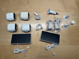 4 Arlo Kameras Pro 5 & Ultra + Solar & Zubehör